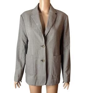 Oak & Fort Blazer Womens XS Oversized Houndstooth 2 Button Brown White